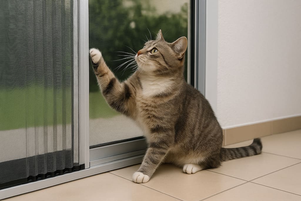 reparacion-persianas-barcelona-gato-rascando-mosquitera
